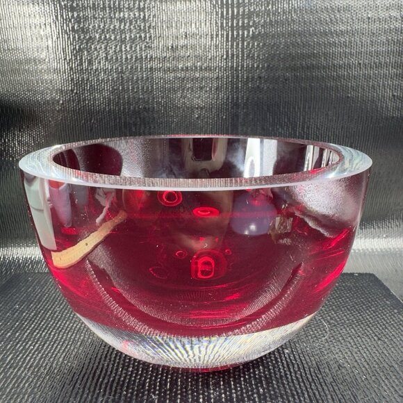 Vintage Murano Art Glass Dish Bowl Venetian Glass Thick Heavy Artist Signed VTG - Picture 12 of 12